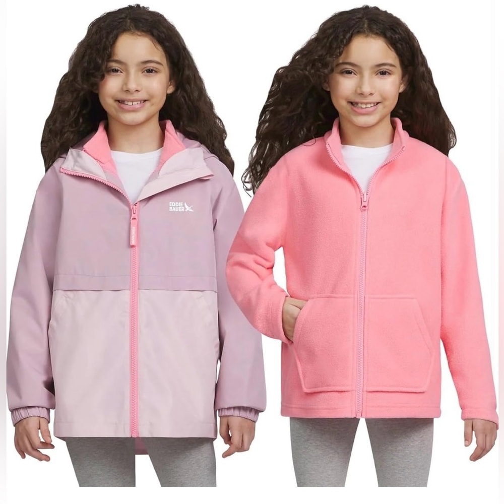 NWT Eddie Bauer Youth Light Weight 3-in-1 Jacket Pink Girls Large 14/16